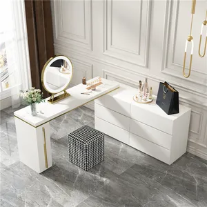 2021 high quality Modern luxury well-made multi-function flexible grey white black study table with vanity