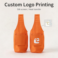 Pochette portable en toile pour gobelet avec poche avant, sac de transport pour bouteille d'eau avec logo personnalisé pour le camping, les trajets quotidiens et l'usage quotidien