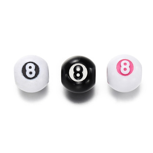 Acrylic Round Beads 12mm Black 8-<b>Ball</b> Design For <b>Bracelet</b> Making DIY Jewelry Accessories - Product Image 4
