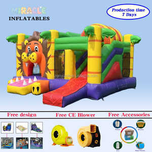 <span class=keywords><strong>Castillo</strong></span> Inflable Resistente con Tobogán y Obstáculos, Diseño de León, para Uso Comercial - Product Image 2