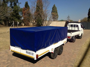 Couvertures de remorque en PVC imprimé logo bleu foncé Couverture de remorque en PVC avec cordes élastiques - Product Image 6