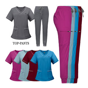 ชุดยูนิฟอร์มพยาบาลผ้าสเตรชแบบใหม่ยอดนิยมสำหรับนักศึกษาแพทย์ เสื้อ+กางเกง ชุดพยาบาล - Product Image 4