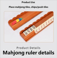 Règle de Mahjong en bois durable de 17,5 pouces en forme de vague, poussoir de tuiles 2-en-1, qualité professionnelle pour les soirées de jeu, tri efficace des tuiles