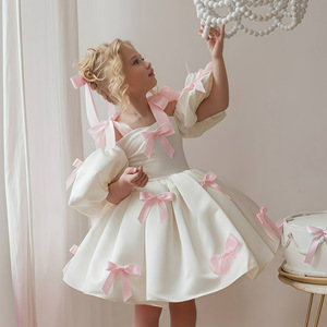 <span class=keywords><strong>Abito</strong></span> <span class=keywords><strong>da</strong></span> <span class=keywords><strong>Principessa</strong></span> per <span class=keywords><strong>Bambina</strong></span> con Gonna a Palloncino in Tulle, per Esibizioni di Pianoforte, Violino, Matrimoni e Cerimonie - Product Image 1