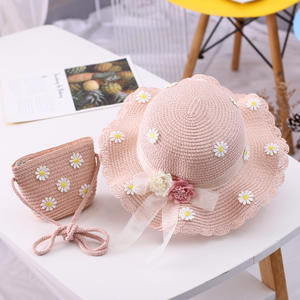 Sombrero <span class=keywords><strong>de</strong></span> Paja para Niña, con Lazo y Flor, para Playa, Verano, Protección Solar, Estilo <span class=keywords><strong>Pescador</strong></span>, Conjunto con Bolsa, para Padres e Hijos - Product Image 3