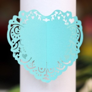 Cuore di Carta Tagliata Al Laser Anello di Tovagliolo di Tabella della Festa Nuziale Decorazioni di Carta - Product Image 5
