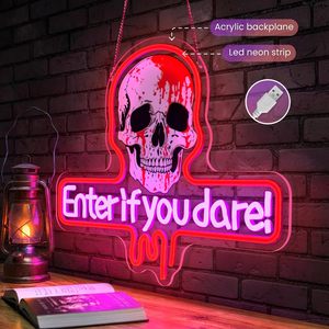 Enter If You Dare letreros neon LED indoor hanging ambient light shop <b>sign</b> wall decoration light entrance indicator light 5V 12V - Product Image 6