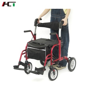 HCT-9124G OEM Medical Health Care Aluminum Lightweight <strong>Rollator</strong> and Rehabilitation Walker 2 in 1 <strong>Rollator</strong> for Elderly - Product Image 2