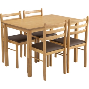 Classic Natural Oak Colour WALD Dining Set 1+4 Compact 5-Piece Dining <b>Table</b> and Chairs for <b>Small</b> Family <b>Kitchen</b> and Apartment - Product Image 2