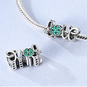 Abalorio de Trébol de la Suerte, Plata de Ley 925, Circonita Verde, Colgante de Trébol de Cuatro Hojas, Compatible con Pulseras Originales, Regalo de Joyería DIY - Product Image 4