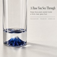 Verre à whisky personnalisé avec logo, style japonais, base montagne, verre à eau transparent à fond épais, modèle Mt.Fuji
