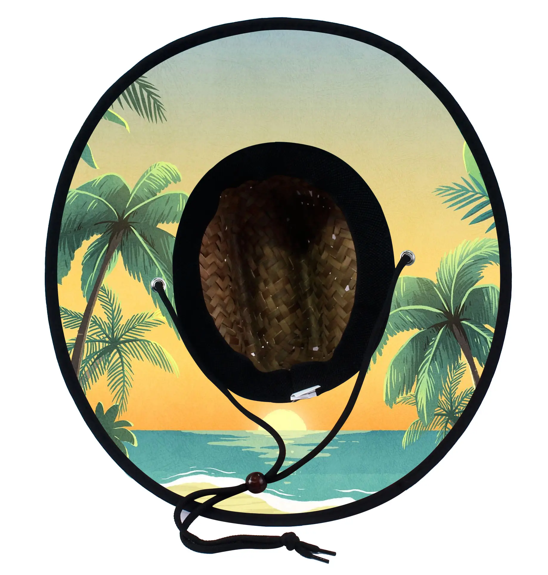 סיטונאי קיץ מציל כובע קש מתחת לשוליים הדפסה מותאמת אישית אמריקה סומבררו כובע חוף חוף מציל גלישה עם לוגו כובע קש