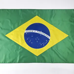 Toptan ülke ulusal bayrak özelleştirilmiş boyutu 3x5ft işlemeli brezilya bayrağı