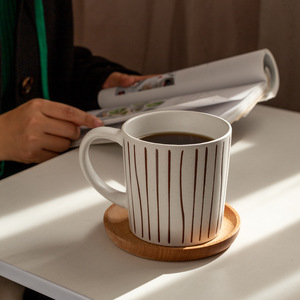 Mug en céramique simple à motif lignes couleur café, tendance, pour couple, <span class=keywords><strong>amitié</strong></span>, cadeau de vacances - Product Image 3
