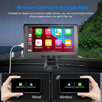 Autoradio universel 7 pouces avec écran tactile, système multimédia vidéo, GPS, navigation, Bluetooth, CarPlay sans fil, Android Auto, moniteur