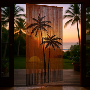 Cortina de Bambú para Puerta Contra Insectos 39.4x78.7 con Estampado de Palmeras, Control de Plagas, Uso Interior en Verano - Product Image 2