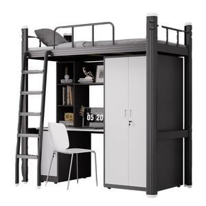 Современная одноместная и двухместная кровать из кованого железа со столом, стальная композитная двухъярусная кровать для университетских общежитий для школьного использования - Product Image 5