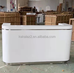 <strong>Pink</strong> Pinstripe Front Desk with Gold Edge High Fashion Cashier Suitable for <strong>Beauty</strong> Manicure and Hair <strong>Salon</strong> - Product Image 6