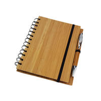 Cahier A5 personnalisé et stylo coffret cadeau couverture écologique en bambou spiralé recyclé avec logo personnalisé