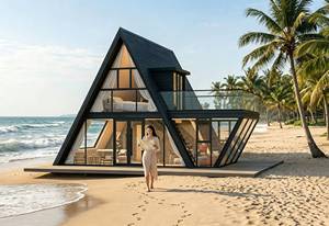 Villa Modulare Prefabbricata Moderna a Triangolo con Struttura in Acciaio, Confortevole <span class=keywords><strong>Casa</strong></span> Container per Vacanze Familiari - Product Image 3