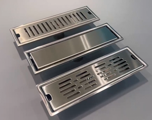 Drain de douche avec grille rectangulaire amovible en acier inoxydable, drain linéaire de salle de bain et filtre à <span class=keywords><strong>cheveux</strong></span> - Product Image 1