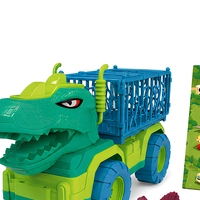 Set Mainan Truk Pengangkut Dinosaurus, Kit Mainan Plastik ABS, Alas Mainan, Figur untuk Anak 3+ Tahun, Unisex
