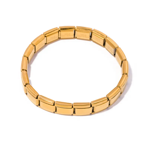 กำไลชุบทอง18K สไตล์เรียบง่ายสตรีทแวร์สแตนเลสสีทึบสไตล์แฟชั่น - Product Image 4