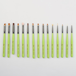 Lot de 12 pinceaux à ongles en poils synthétiques vert fruit, manche en plastique, pinceaux liner multi-formes - Product Image 5