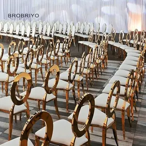 Wedding Event Luxury Round O Back Design Party Rental Stainless Steel Gold Chairs For Event