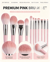 Ensemble de pinceaux de luxe professionnels artisanaux pour le visage, les yeux, le fond de teint, le correcteur, l'eye-liner, le mascara, 11 pièces, synthétiques et plats