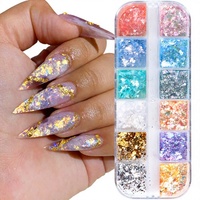 Poudre de paillettes pour nail art très vendue, flocons de feuille pastel opale, breloques pour ongles ultra-fines en cristal de glace brocart