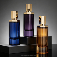 Nouveaux flacons de parfum en verre mat facetté de qualité supérieure, 100 ml, avec bouchons dorés, emballages personnalisés, commandes OEM