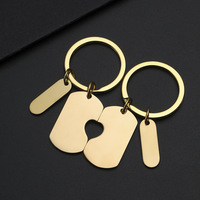 Porte-clés en métal en forme de cœur assorti pour couples en acier inoxydable avec logo personnalisé, gravé, porte-clés en forme de plaque d'identité pour chien