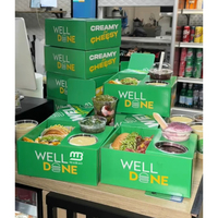 Maßgefertigte QSR Takeaway Einweg-Smash-Hamburger-Combo-Box mit Becherhalter-Einsatz für Pommes Frites und Hähnchen Fast-Food-Verpackung