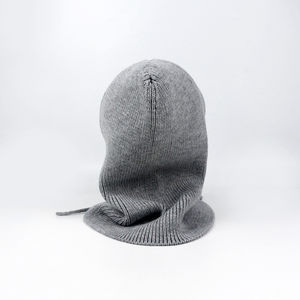 Cagoule d'hiver tricotée en acrylique personnalisée avec broderie de logo Bonnet à cordon chaud coupe-vent en tricot côtelé à la mode pour femmes - Product Image 6