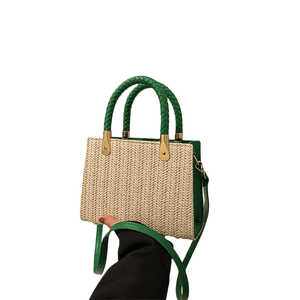 Nouveau sac de plage en paille tendance avec cadenas à lettres, sac à main d'été pour la plage, sac fourre-tout tissé écologique fait à la main, sac à main en tricot pour femmes, vente en gros - Product Image 4