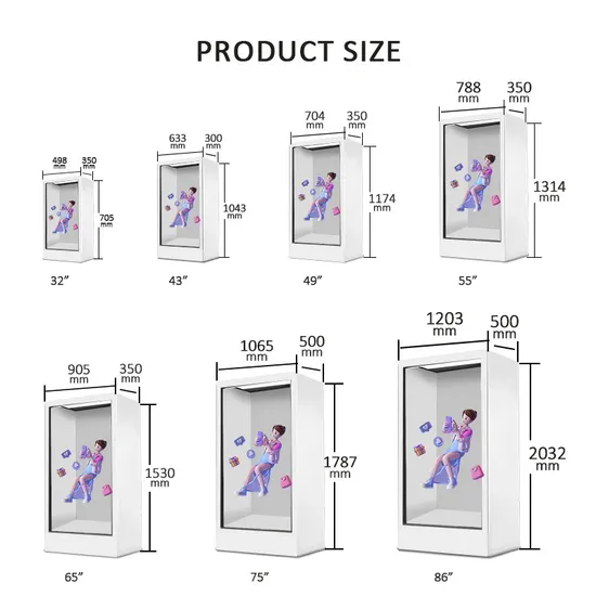 Indoor 86 Inch 4K 3D Hologram Box Touch Screen Advertising Display Cabinet Showcase LCD Display Box Transparent Holobox