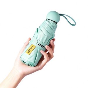 Jx395 5 <b>Folding</b> Personal Sunshade Portable Uv Resistant Mini Hand Fold Umbrella With Logo - Product Image 1