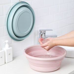 Foldable Plastic Basin Round Portable Thickened For Dormitory Washing - Product Image 2