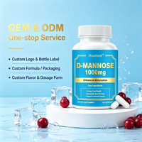 Capsules végétaliennes de D-Mannose et Canneberge 1000mg en gros, marque privée OEM, pour la santé des voies urinaires, complément alimentaire à base de plantes