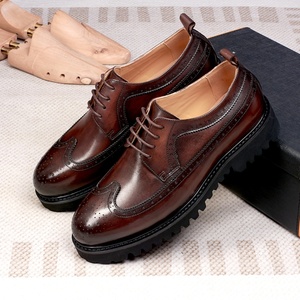 Chaussures Derby carrées pour hommes en cuir gaufré brocart, à lacets, rehaussantes, décontractées, pour usage quotidien et formel, résistantes à l'usure et antidérapantes - Product Image 5
