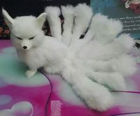 Renard à neuf queues ornements en peluche noir jaune blanc rouge simulation modèle animal renard à neuf queues fée offrant