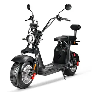 Motocicleta eléctrica citycoco de 60V y 1500W, motor sin escobillas, rueda gruesa, 2 asientos, carga máxima, Harley de 200kg