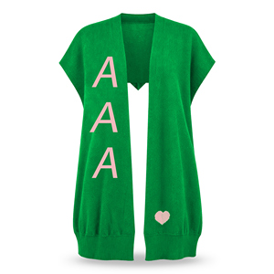 Suéter Personalizado para Mujer con Diseño de Hermandad Griega en Rosa y <span class=keywords><strong>Verde</strong></span>, Patrones Jacquard y Bordados, Suéter Casual de Invierno para Hermandad, Chal de Hermandad - Product Image 3
