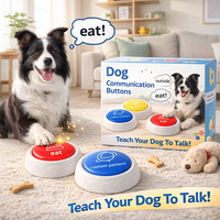 Boutons parlants en plastique enregistrables pour animaux de compagnie (chiens et chats) - Logo et couleurs personnalisables, base stable, enregistrement sonore IC pour l'entraînement
