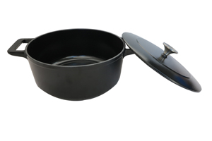 Casserole <span class=keywords><strong>en</strong></span> fonte émaillée noire mate, 27 cm, 5,4 L, faitout pour la cuisine à domicile, compatible gaz, induction et plaque électrique. - Product Image 3