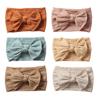 Baru Lahir Bayi Perempuan Kabel Rajut Rambut Band Besar Bow Tie Knit Bandana Nilon Ikat Kepala Balita Kepala Busur Simpul Sorban Anak