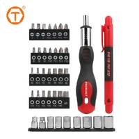 Kit d'outils de réparation ménagers de 39 pièces, tournevis multi-embouts, jeu de tournevis à cliquet avec étui de rangement