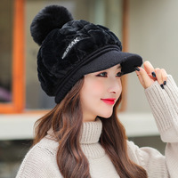 Casquette de baseball en fausse fourrure pour femme, pompon, bonnet en peluche avec rabat pour les oreilles, pour temps froid, neige, ski