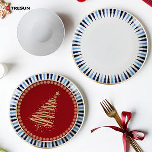 Plat de service en porcelaine fine écologique de Chine, motif flocon de neige, pour gâteaux, dîners, desserts, Noël, mélodie, cerf, en porcelaine osseuse, pour usage en restaurant - Product Image 2